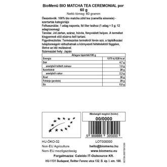 BioMenü BIO MATCHA TEA CEREMONIAL por 60 g termékkép