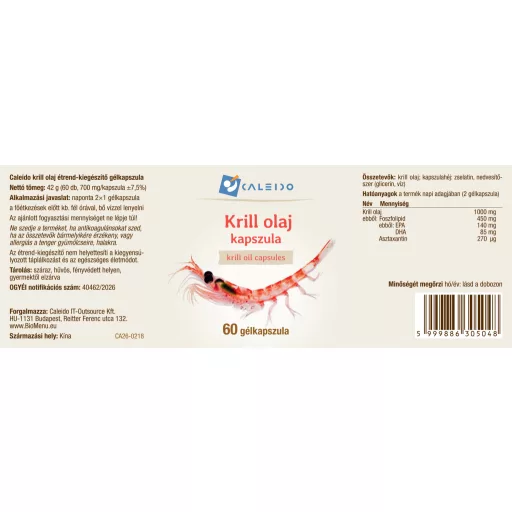 Caleido KRILL OLAJ gélkapszula 60 db címke