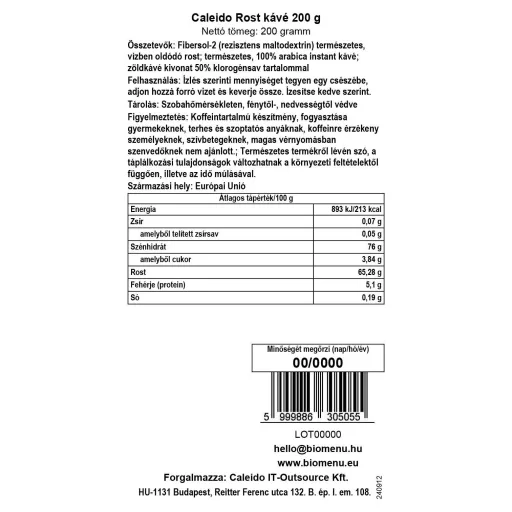 Caleido Rost kávé 200 g címke