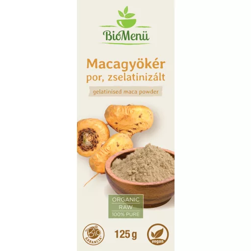 BioMenü BIO MACAGYÖKÉR por zselatinizált 125 g címke