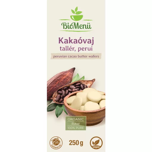 BioMenü BIO KAKAÓVAJ tallér perui 250 g címke