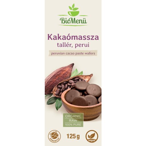 BioMenü BIO KAKAÓMASSZA tallér perui 125 g címke