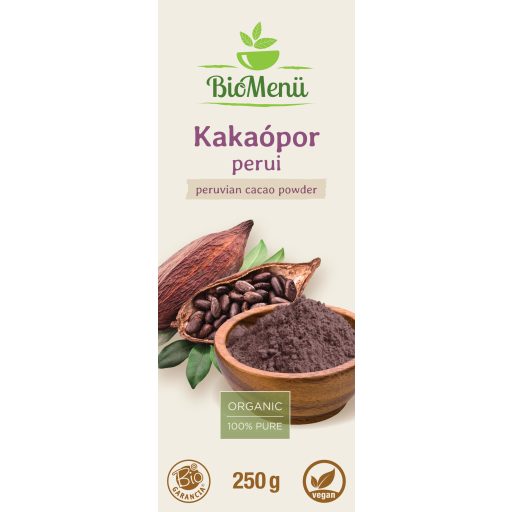 BioMenü BIO KAKAÓPOR perui 250 g címke