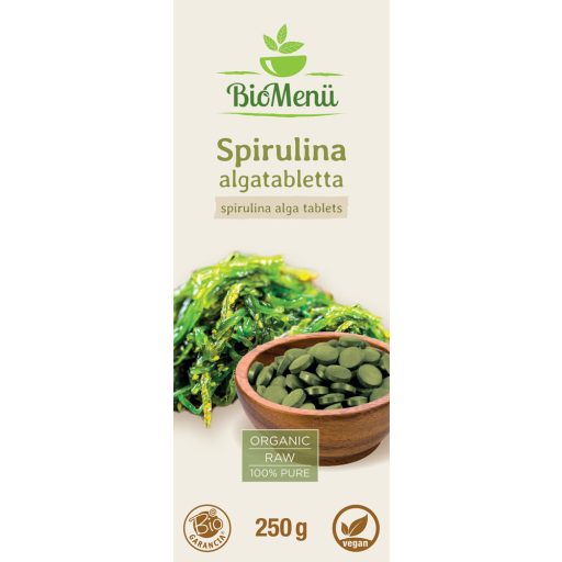 BioMenü BIO SPIRULINA ALGA tabletta 250 g címke
