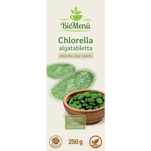 BioMenü BIO CHLORELLA ALGA tabletta 250 g címke