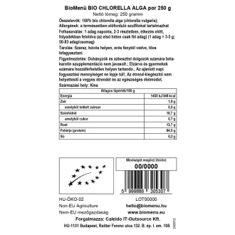 BioMenü BIO CHLORELLA ALGA por 250 g termékkép