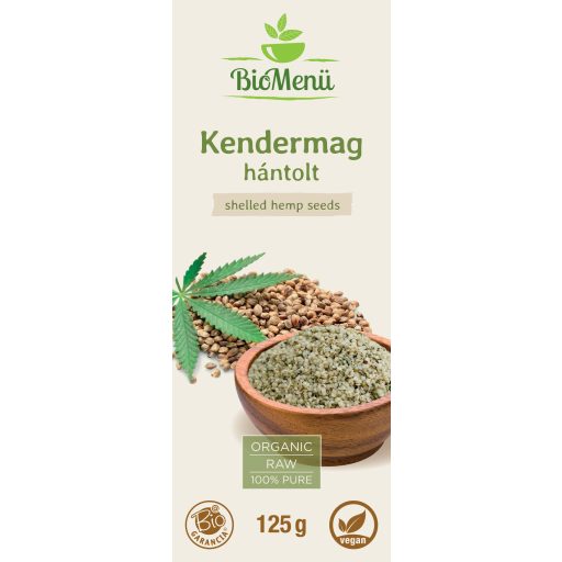 BioMenü BIO KENDERMAG hántolt 125 g címke