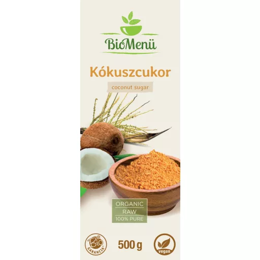 BioMenü BIO KÓKUSZCUKOR 500 g címke