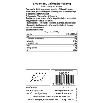 BioMenü BIO GYÖMBÉR őrölt 60 g termékkép