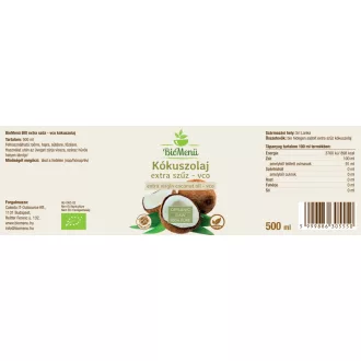 BioMenü BIO KÓKUSZOLAJ extra szűz vco 500 ml termékkép