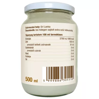 BioMenü BIO KÓKUSZOLAJ extra szűz vco 500 ml termékkép