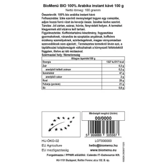 BioMenü BIO 100% Arabika instant kávé 100 g termékkép