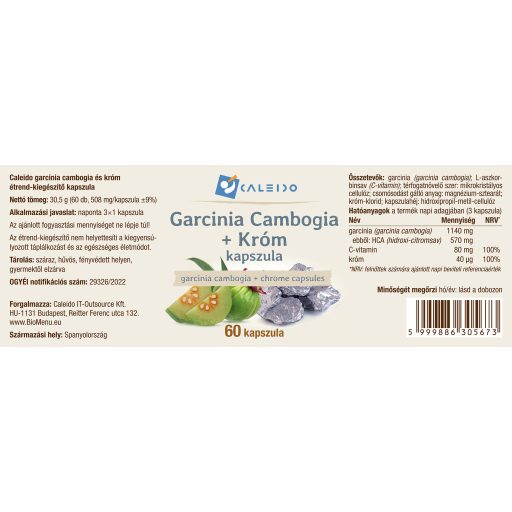 Caleido GARCINIA CAMBOGIA + KRÓM kapszula 60 db címke