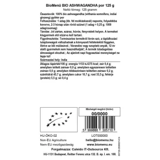 BioMenü BIO ASHWAGANDHA por 125 g termékkép