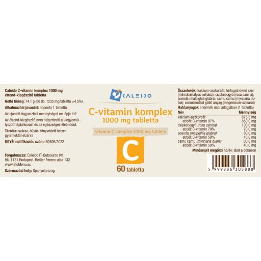 Caleido C-VITAMIN KOMPLEX 1000 mg tabletta 60 db alapanyag