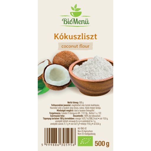 BioMenü BIO KÓKUSZLISZT 500 g címke