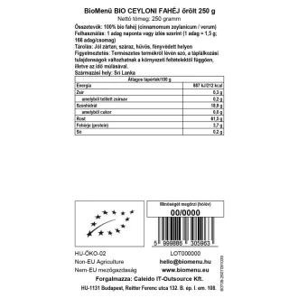 BioMenü BIO CEYLONI FAHÉJ őrölt 250 g termékkép