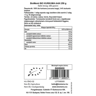 BioMenü BIO KURKUMA őrölt 250 g termékkép