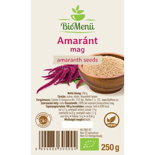BioMenü BIO AMARÁNT mag 250 g címke