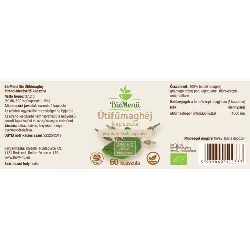 BioMenü BIO ÚTIFŰMAGHÉJ kapszula 60 db címke