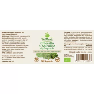 BioMenü BIO CHLORELLA és SPIRULINA ALGA kapszula 60 db termékkép