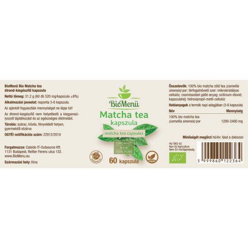 BioMenü BIO MATCHA TEA kapszula 60 db