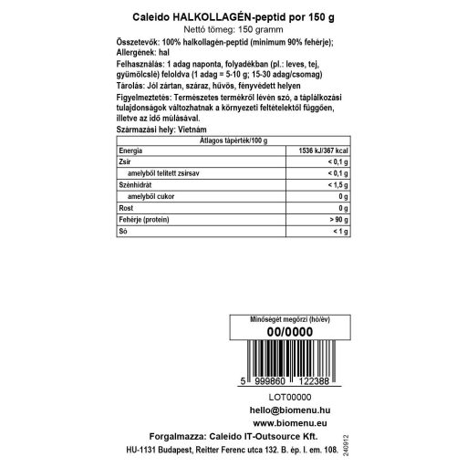 Caleido HALKOLLAGÉN-peptid por 150 g adatcímke