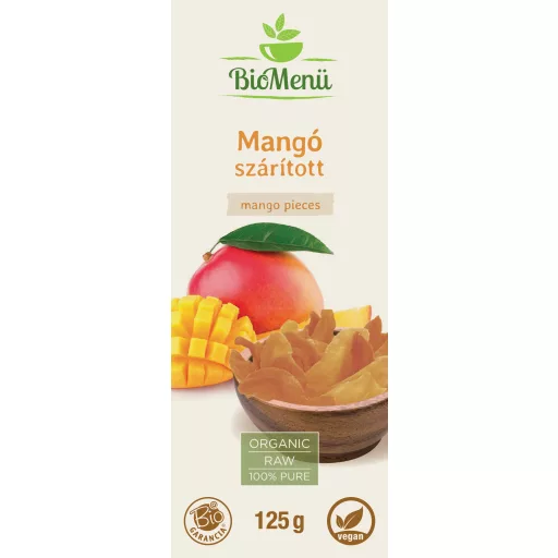 BioMenü BIO MANGÓ szárított 125 g címke