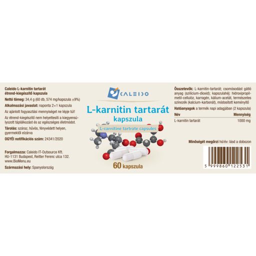 Caleido L-KARNITIN TARTARÁT kapszula 60 db címke