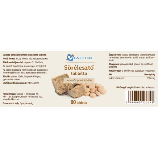 Caleido SÖRÉLESZTŐ tabletta 90 db címke