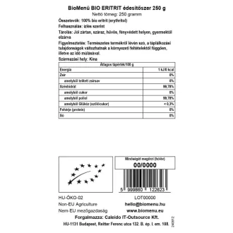 BioMenü BIO ERITRIT édesítőszer 250 g termékkép