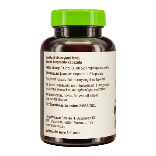 BioMenü BIO CEYLONI FAHÉJ kapszula 60 db termékkép bal