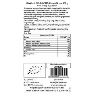 BioMenü BIO 7-GOMBA keverék por 100 g termékkép