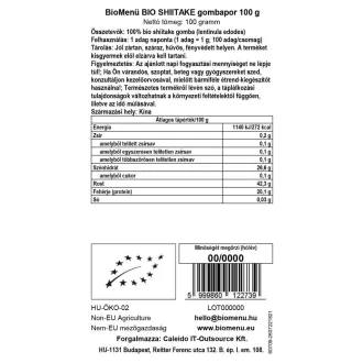 BioMenü BIO SHIITAKE gombapor 100 g termékkép
