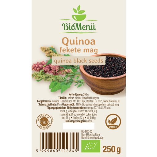 BioMenü BIO QUINOA fekete mag 250 g címke