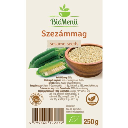 BioMenü BIO SZEZÁMMAG 250 g címke