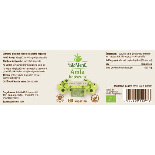 BioMenü BIO AMLA kapszula 60 db címke
