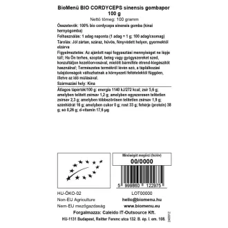 BioMenü BIO CORDYCEPS sinensis gombapor 100 g termékkép