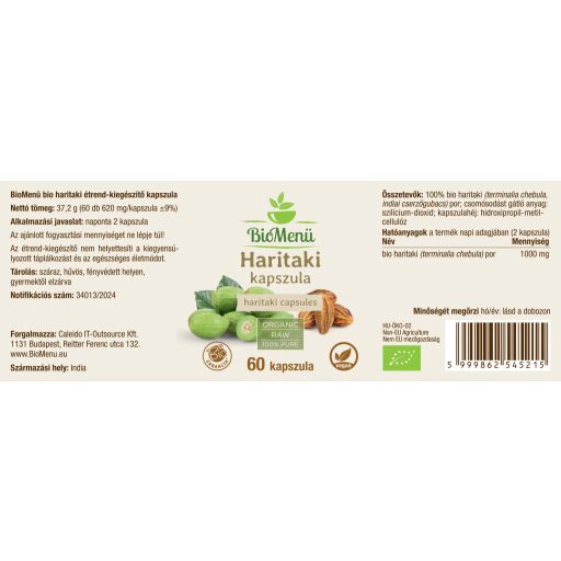 BioMenü BIO HARITAKI kapszula 60 db címke