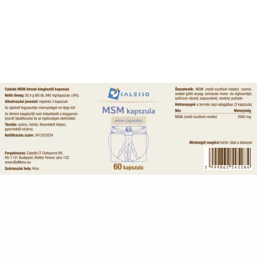 Caleido MSM kapszula 60 db címke