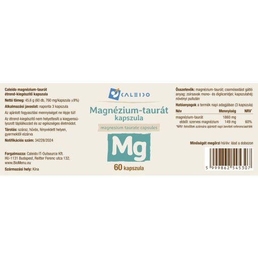 Caleido MAGNÉZIUM-TAURÁT kapszula 60 db címke
