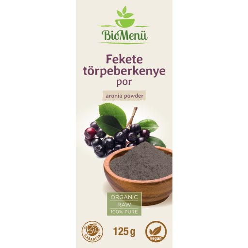 BioMenü BIO Fekete TÖRPEBERKENYE por 125 g címke