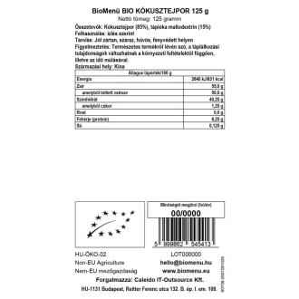 BioMenü BIO KÓKUSZTEJPOR 125 g termékkép