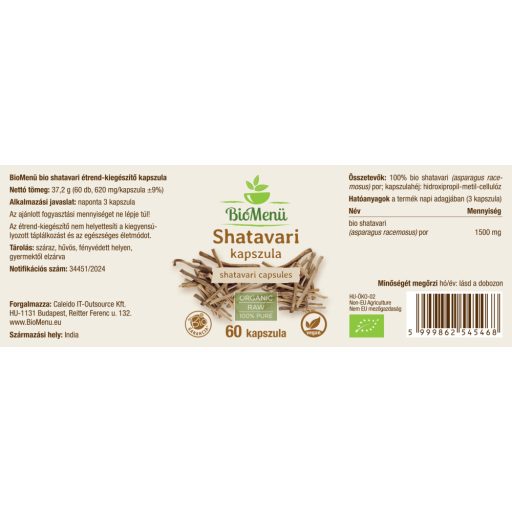 BioMenü BIO SHATAVARI kapszula 60 db címke