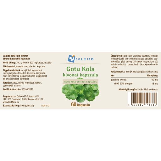 Caleido GOTU KOLA kivonat kapszula 60 db címke