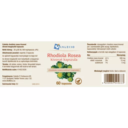 Caleido RHODIOLA ROSEA kivonat kapszula 60 db címke