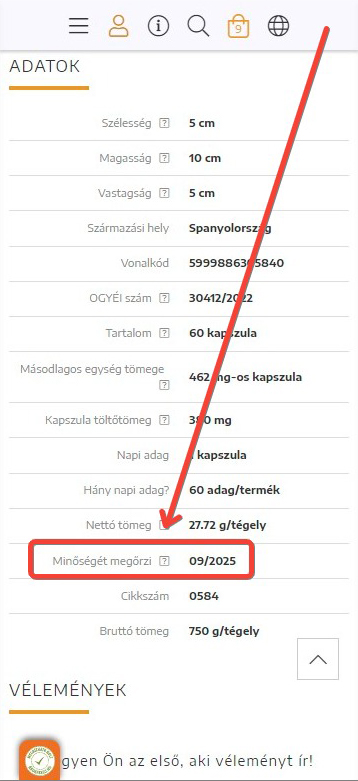 Mostantól a „Minőségét megőrzi” dátumot is feltüntetjük